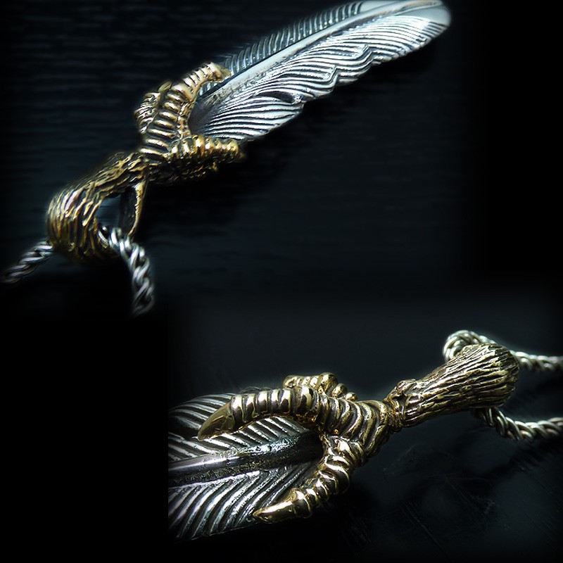 ゴールド イーグルクロウ(鷲の爪) 大型 ネイティブ フェザー(羽根