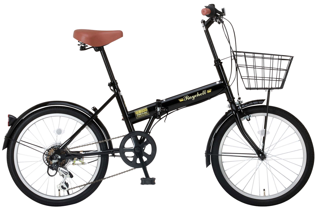 オオトモ 折りたたみ自転車 20インチ カゴ付き シマノ6段変速 LED