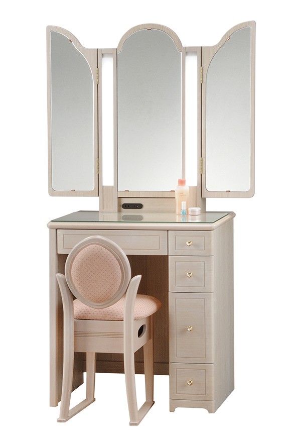 ホワイト モダン ドレッサー ミラー付き訳あり品写真をご確認103-1-①