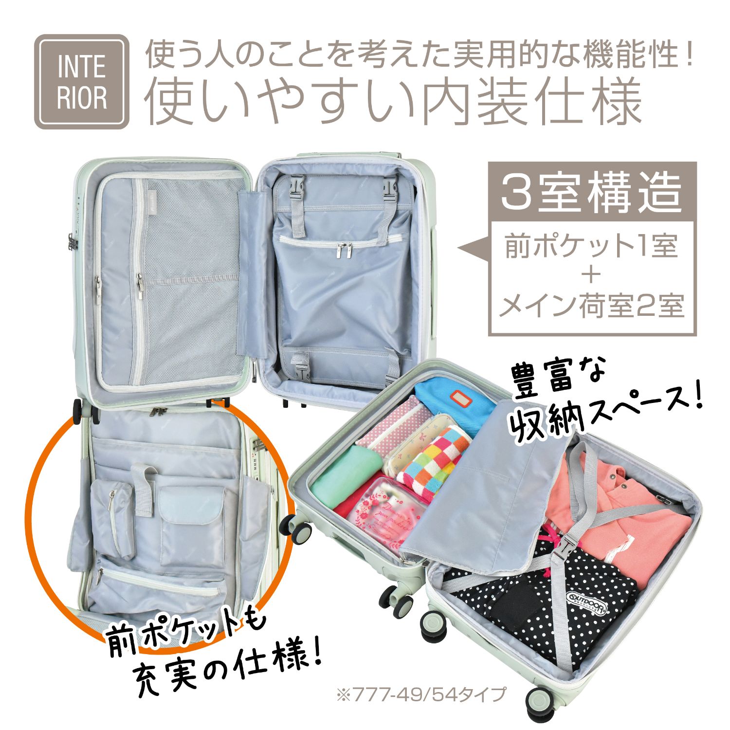 PLUS ONE スーツケース キャリーバッグ フロントオープン Sサイズ 機内