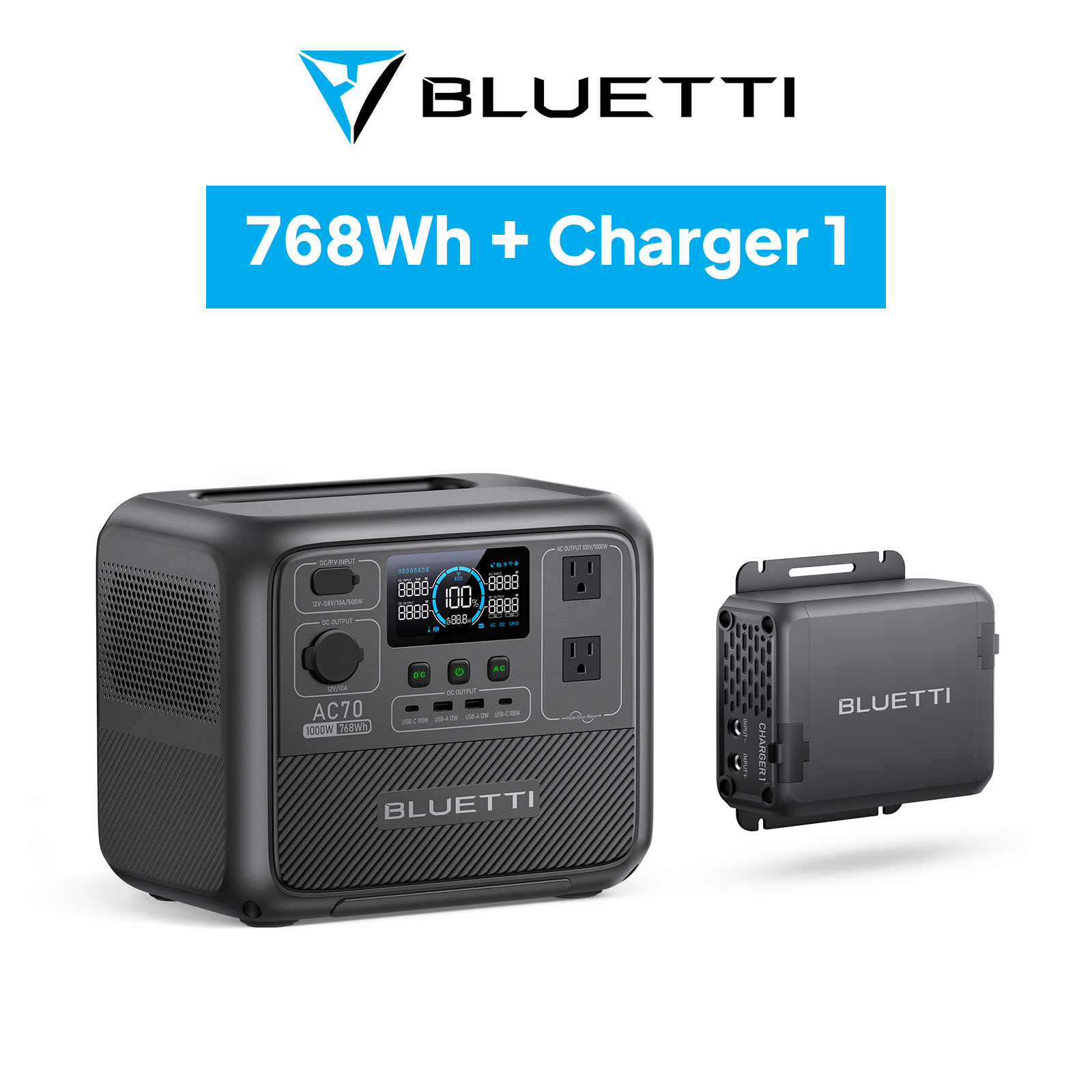 BLUETTI 防災グッズ ポータブル電源 BLUETTI AC70+Charger 1走行充電器