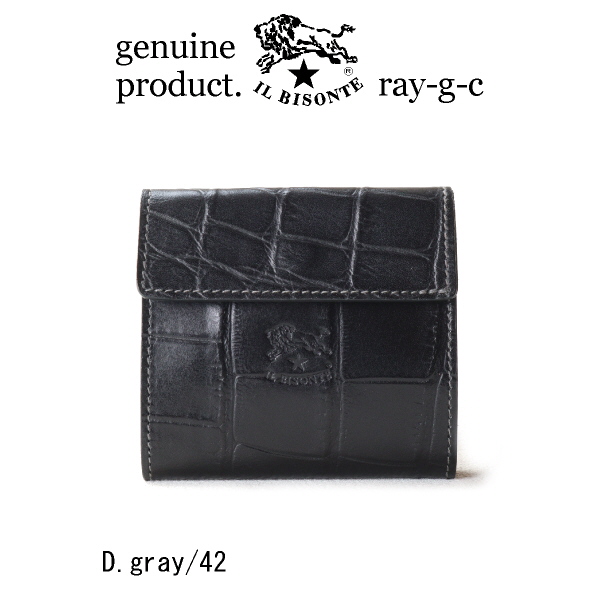 新品 イルビゾンテ 折り財布 ロゴ型押し 黒 IL BISONTE（イルビゾンテ