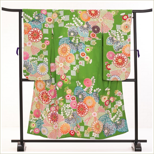 10歳〜13歳 正絹 ジュニア振袖レンタル jk0213 女の子 ジュニア着物 十