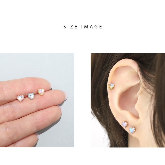 凛 RIN ボディピアス 16G 軟骨 ピアス ハート ジュエル オーロラ