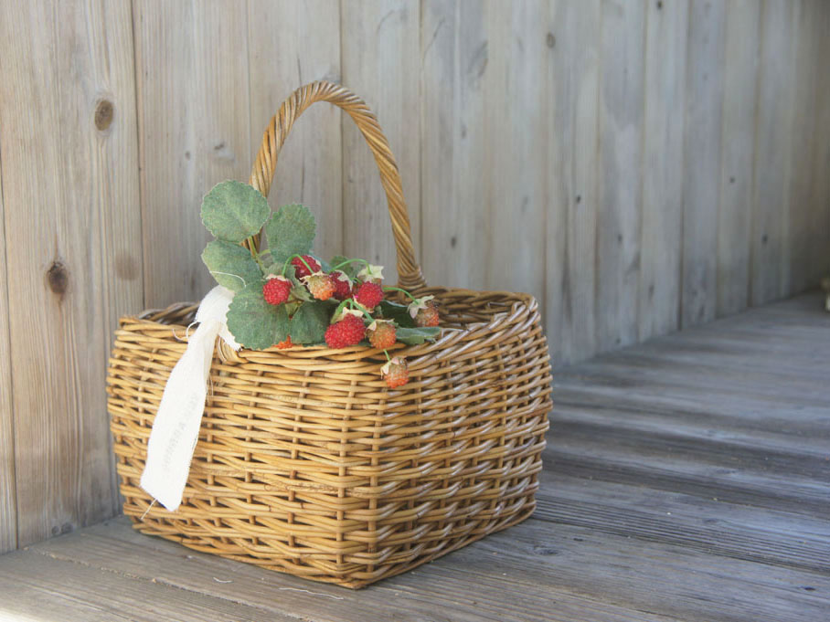 アラログ グリーン バスケット 四角 スクエア ラタン 籐 ミニ