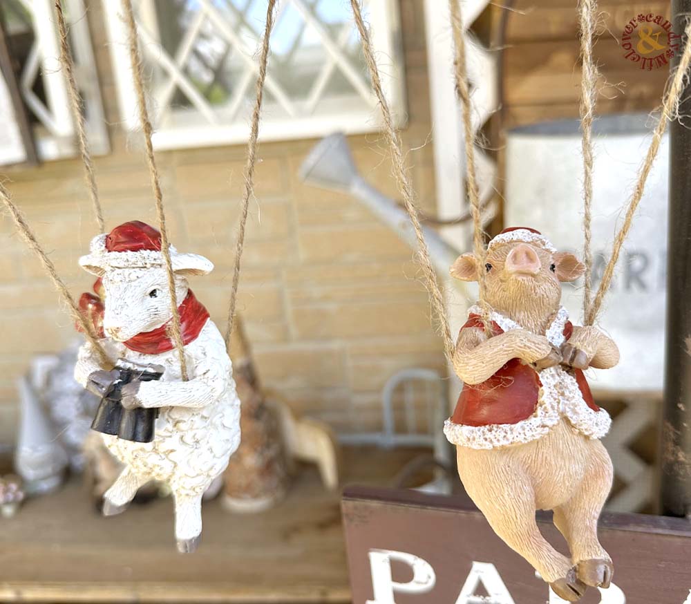 クリスマス雑貨 パラシュート シープ＆ピッグ / ナチュラル 雑貨