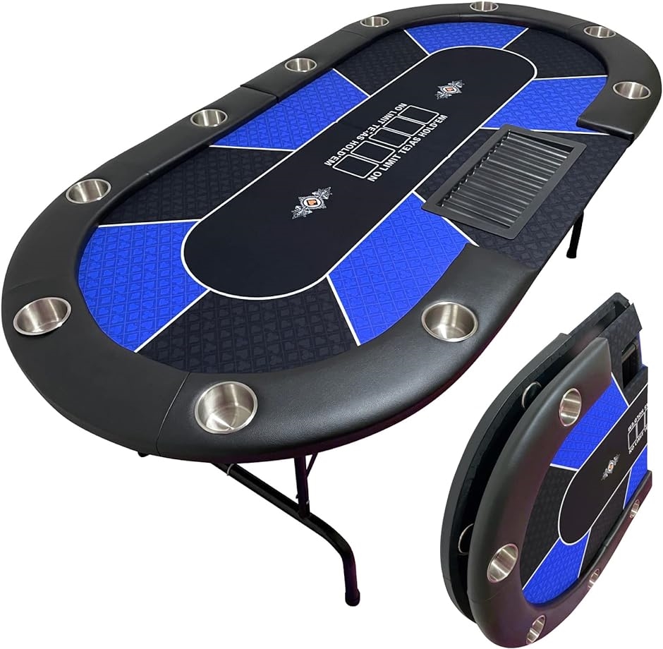ポーカーテーブル 折りたたみ式 ドリンクホルダー チップラック付き