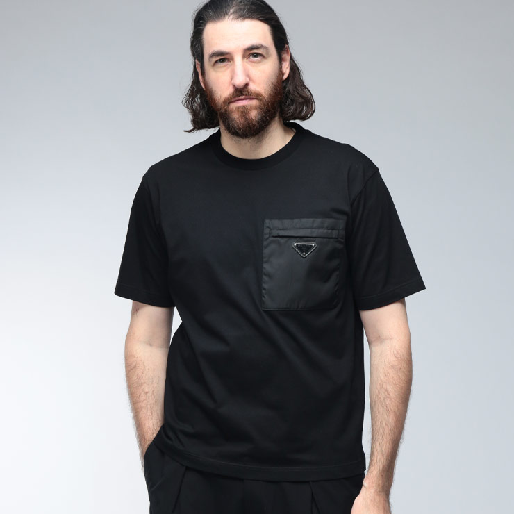 PRADA（プラダ） Tシャツ メンズ ロゴ ポケット トライアングルロゴ