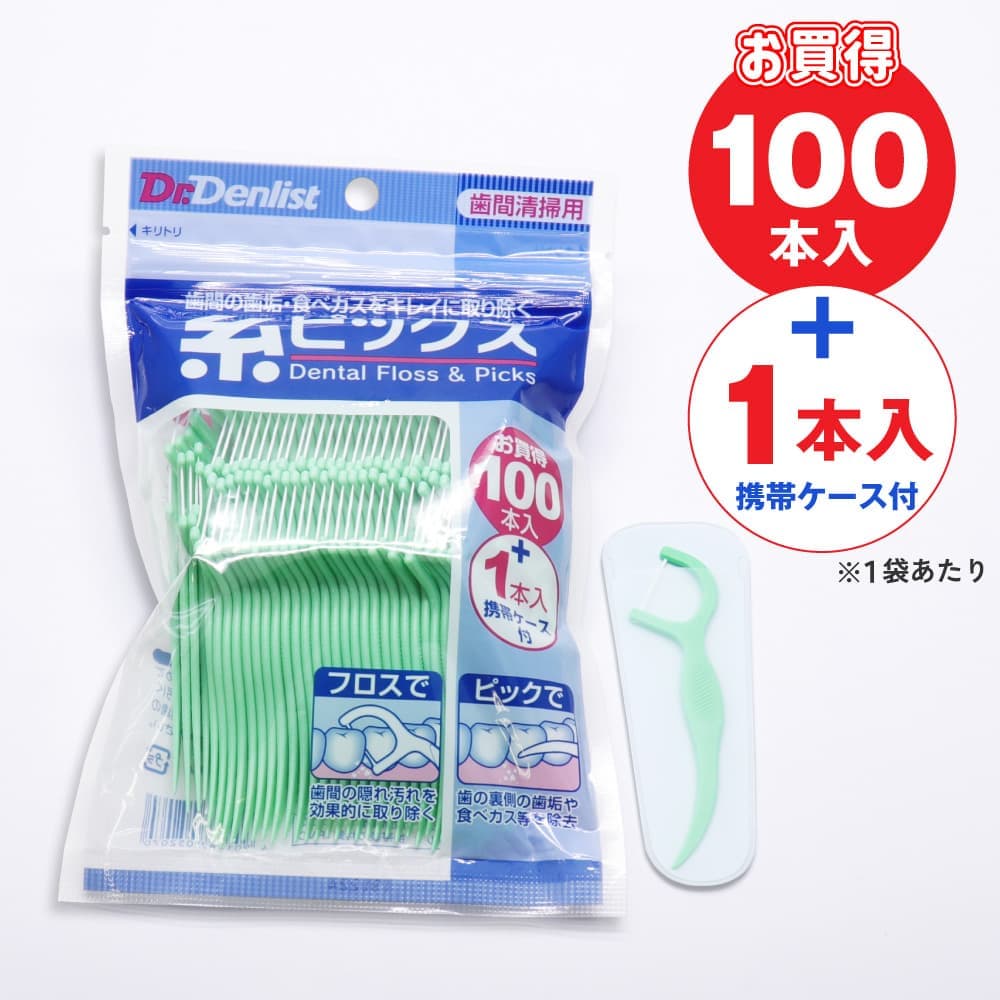 ドクターデンリスト 糸ピックス 101本入り 携帯ケース付 歯間清掃用