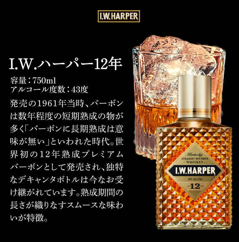 2/8 P+3％ 数量限定 グラス付き IWハーパー12年 正規品 化粧箱入 43度