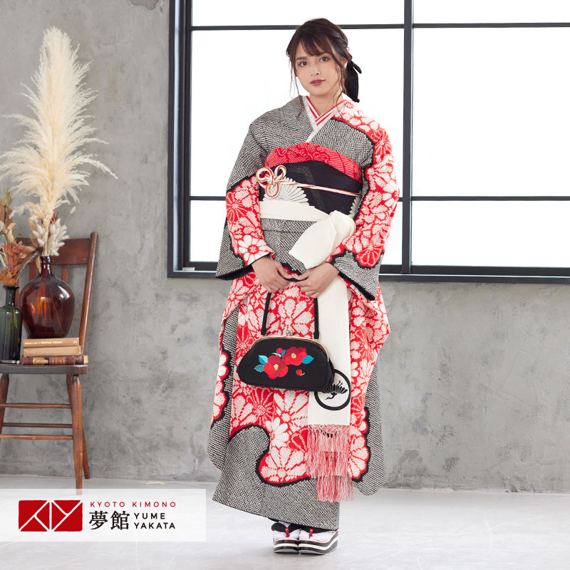 振袖 総絞り 菊花 花模様 紅白 成人式 着物 083a p 振袖 総絞り 菊花