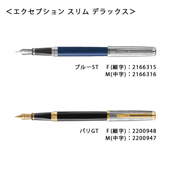 ウォーターマン万年筆 エクセプションスリム 限定版 ブルー×スチール