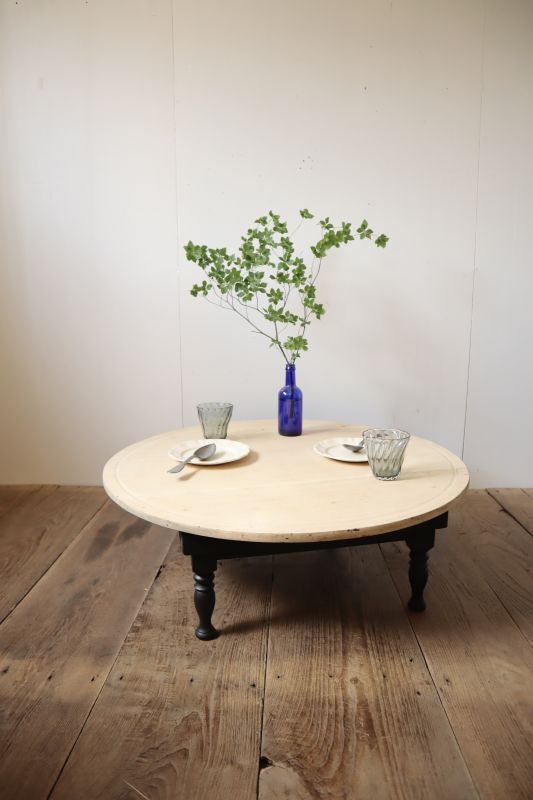 アンティーク】昭和レトロ 木製 ろくろ脚 折り畳み ちゃぶ台 座卓 古