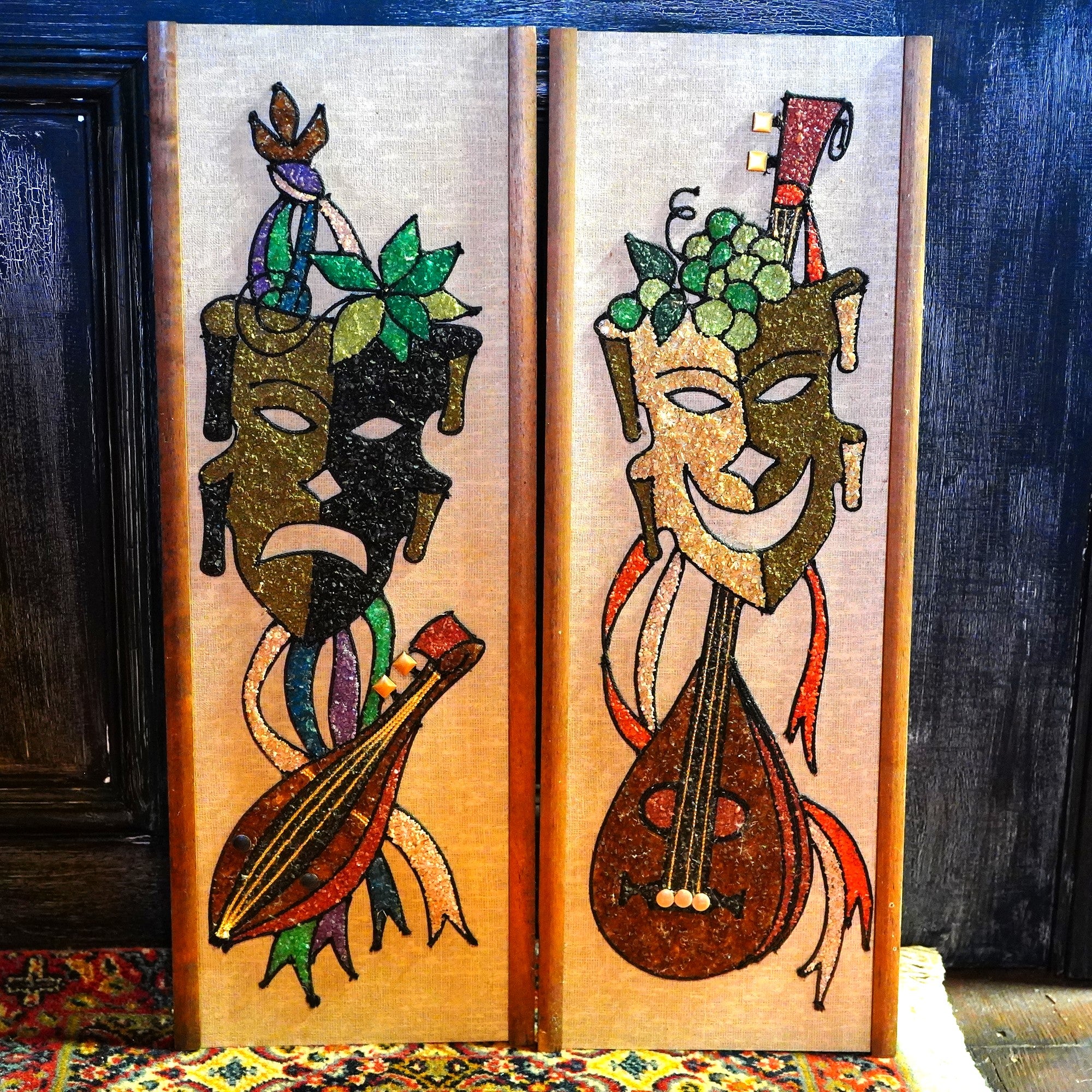 50s ビンテージ ハーレクイン ウォールデコ 壁掛け ペア ミッド