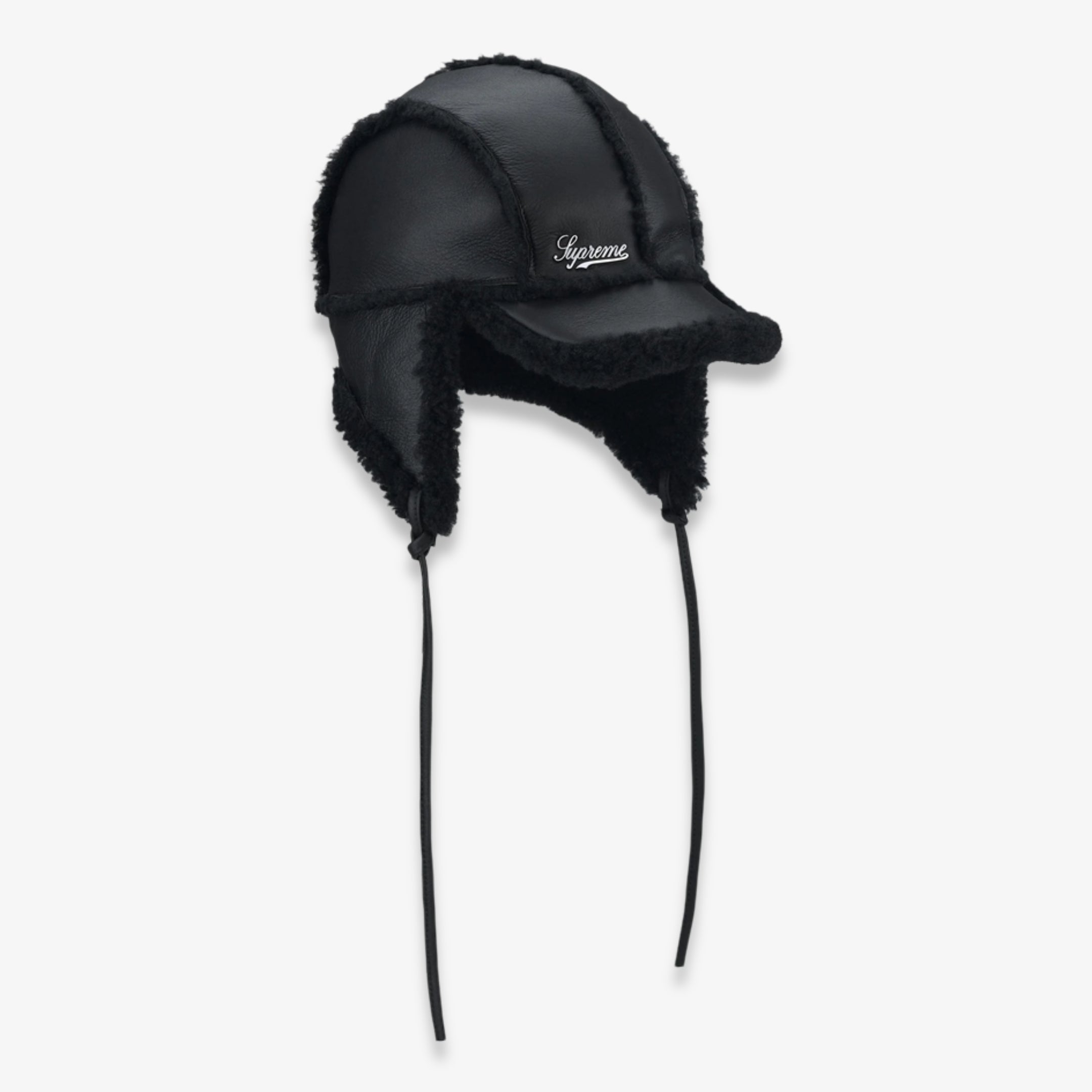 Supreme Shearling Lined Earflap Cap Black (FW25) – SOLE SERIOUSS