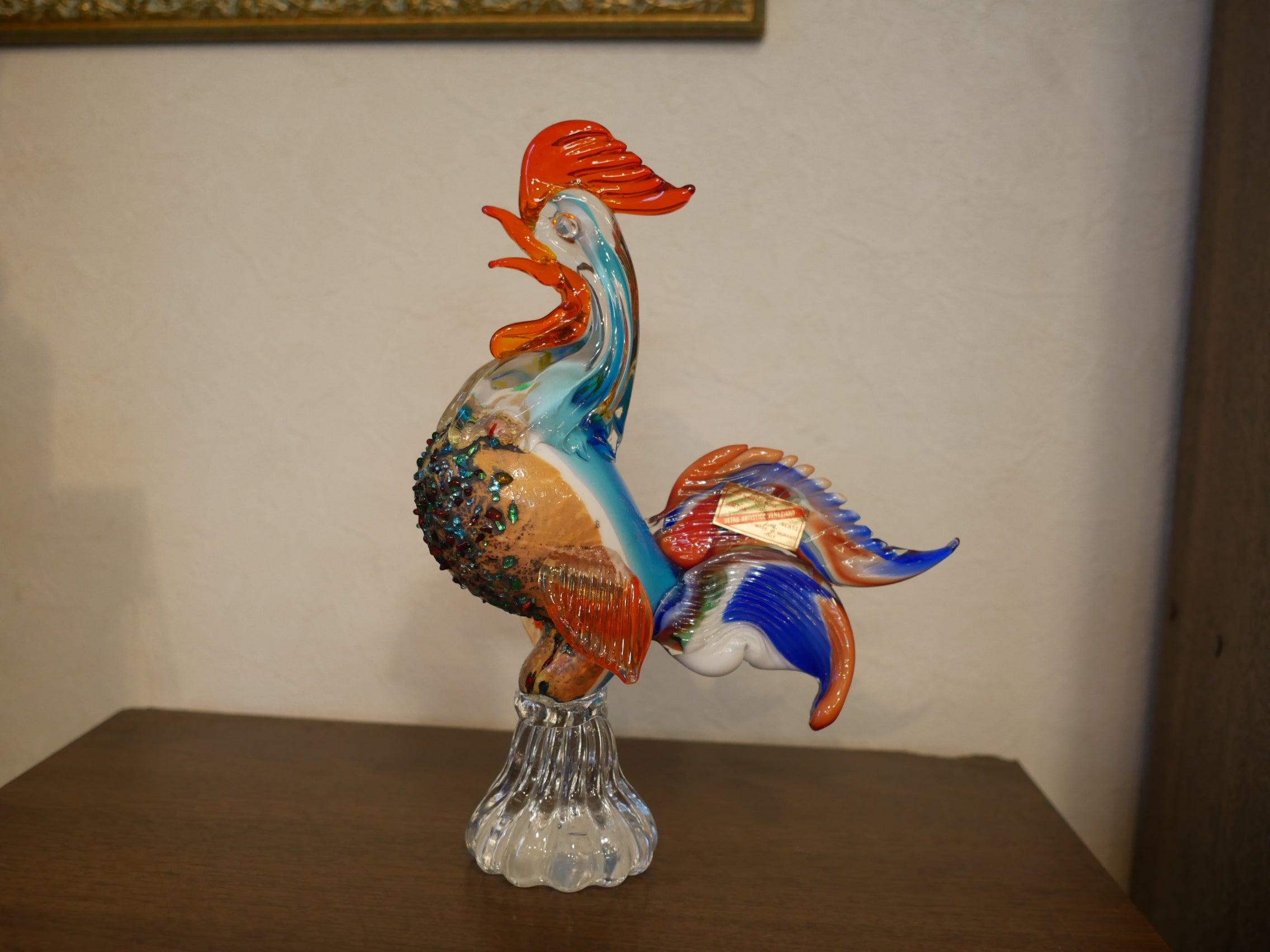 MURANO 34㎝ ムラノ 金彩 レッド ドルフィン モチーフ デカンタ MURANO