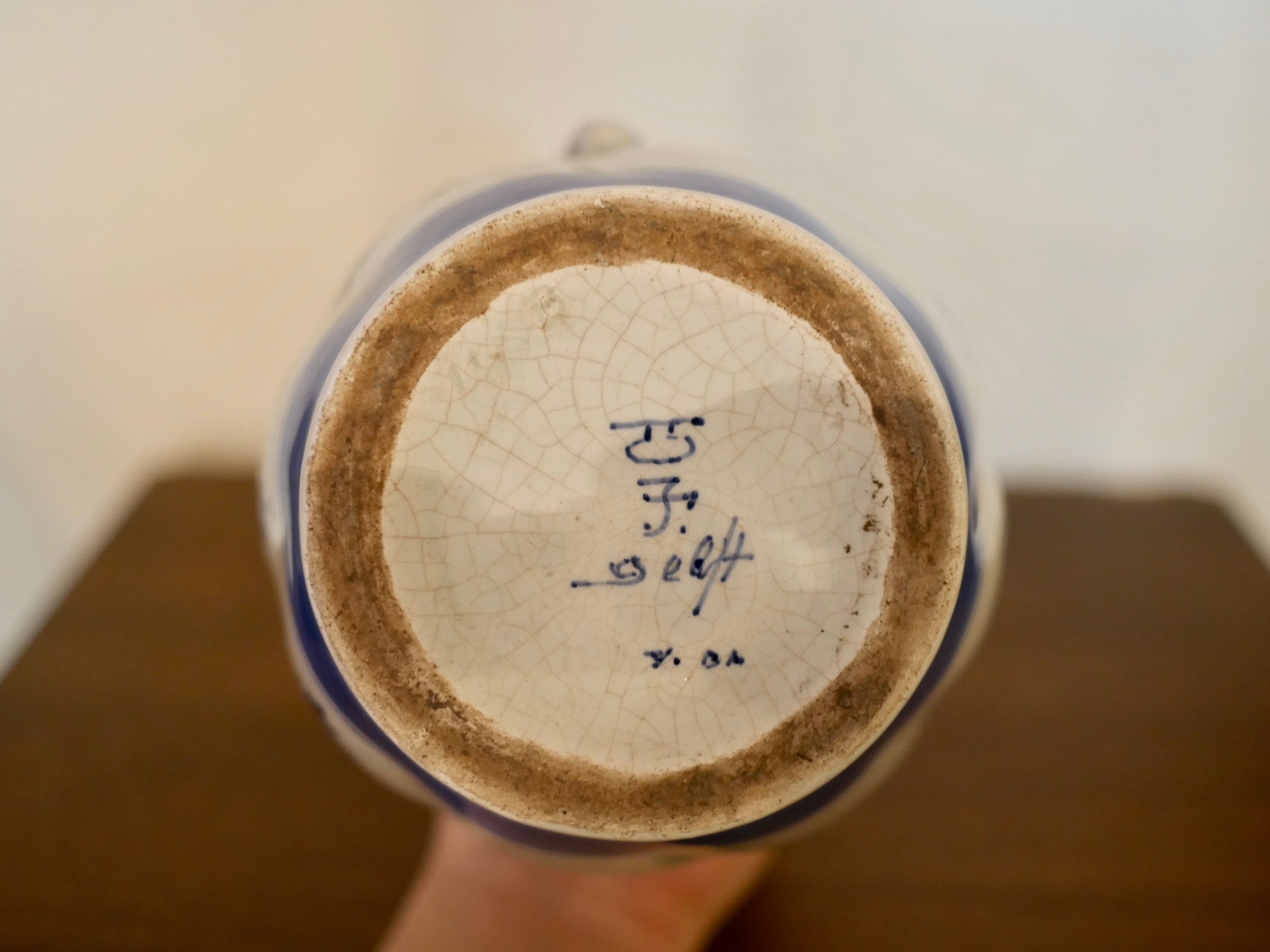 オランダ ロイヤルデルフト フラワーベース アンティーク 共箱 和蘭手