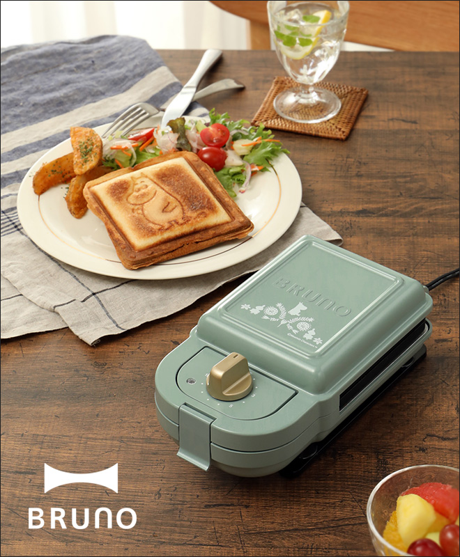 新品 ムーミンxブルーノ ムーミンホットサンド ダブル ブルーグリーン