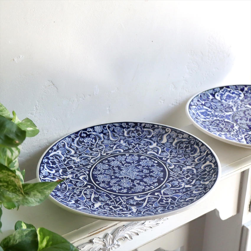 キリムスタイル / 手書き絵皿 30cm トルコ ミュージアムピース細かな