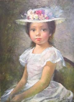 ◇進徹 「花帽子の少女」 油彩4号 真作保証◇ - メルカリ