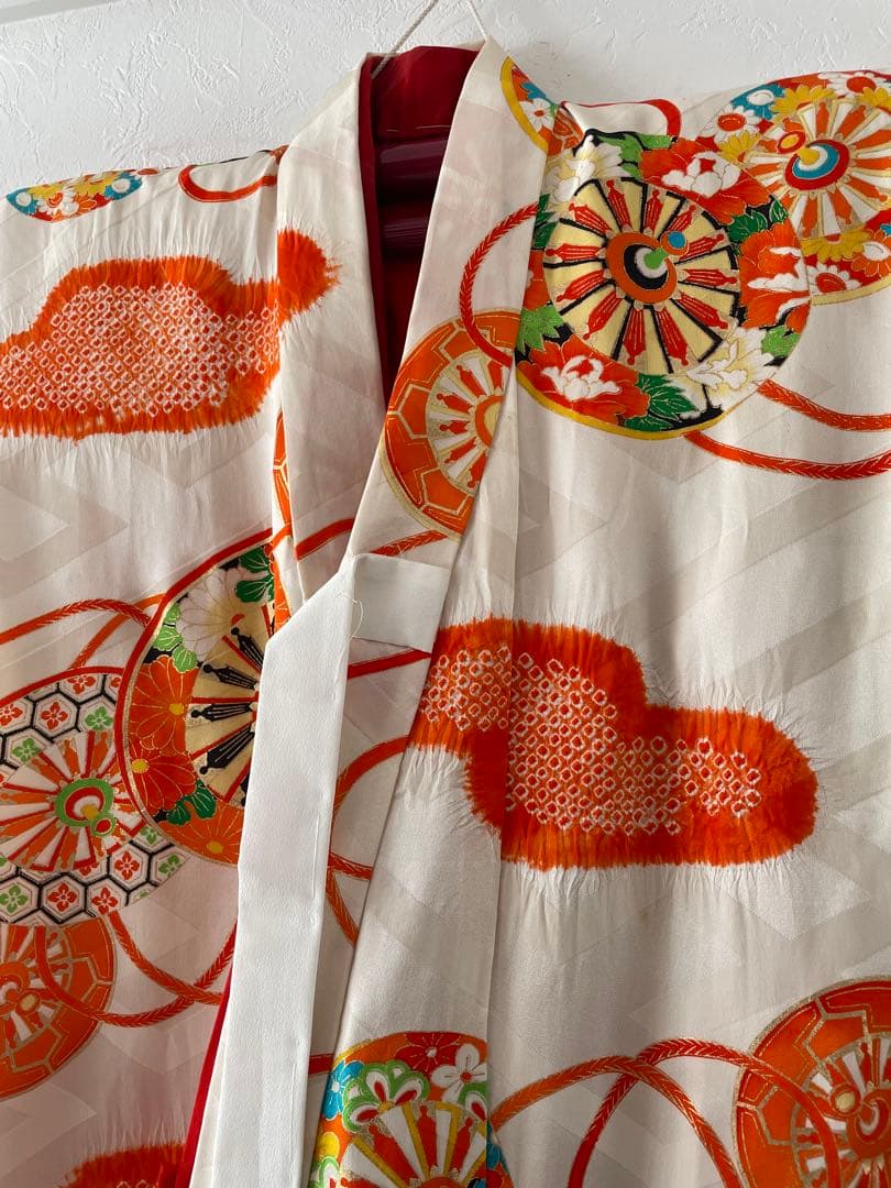 七五三　７歳　正絹　部分絞り入り　お着物セット　大寸作り帯コーデ