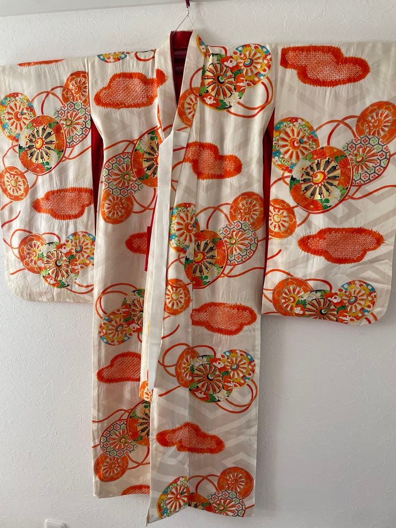 七五三　７歳　正絹　部分絞り入り　お着物セット　大寸作り帯コーデ