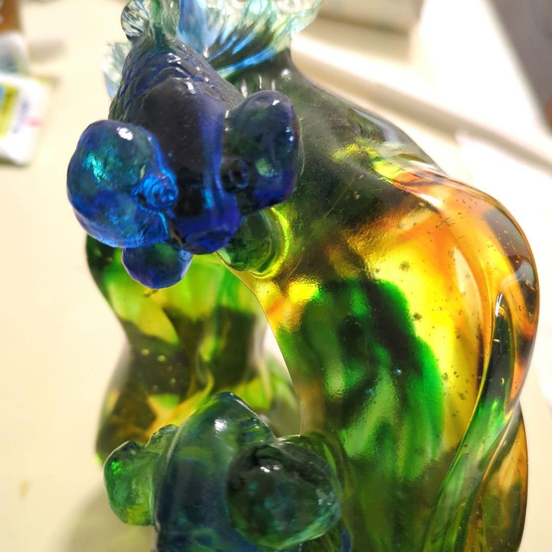 ガラス工芸☆泳ぐ金魚の置物