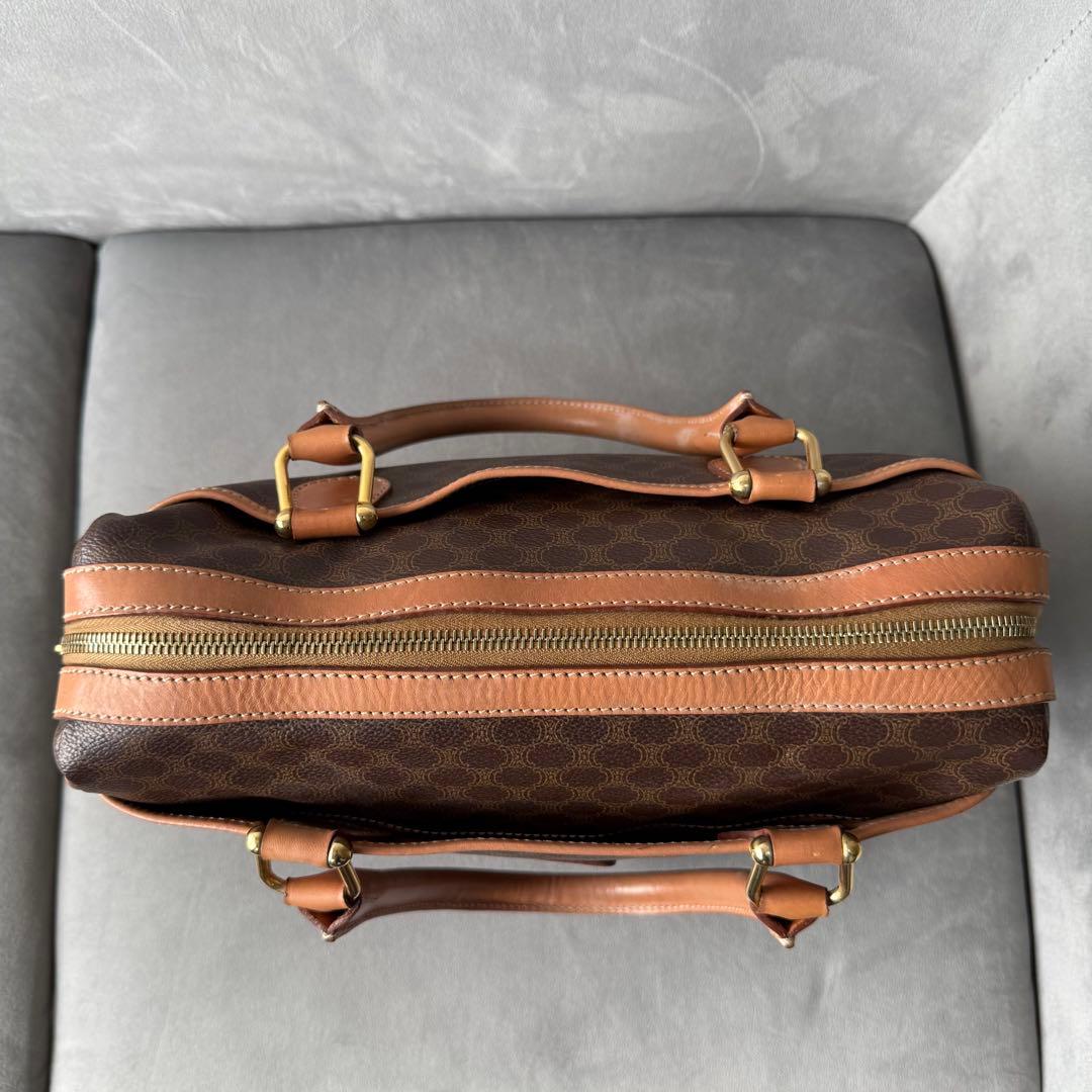 セリーヌ マカダム ハンドバッグ ミニボストンバッグ PVC レザー ブラウン