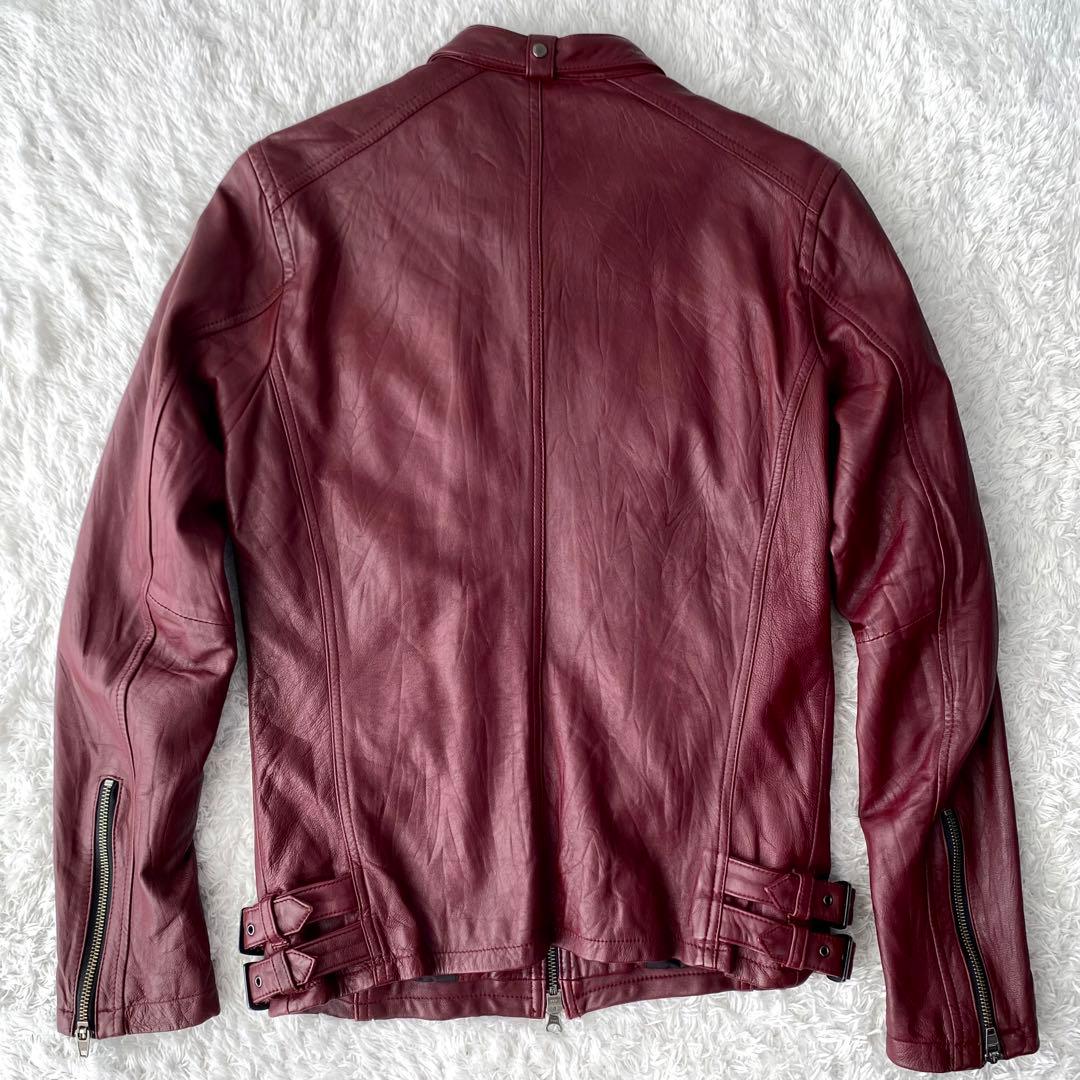 JACKROSE ライダースジャケットシングルラムレザーXL相当 ボルドー