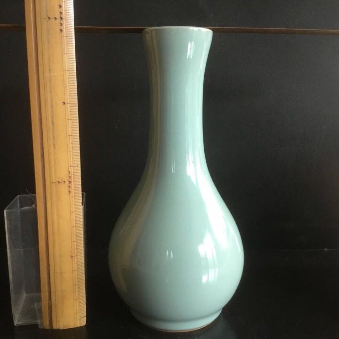 諏訪蘇山　青瓷　花入　供箱