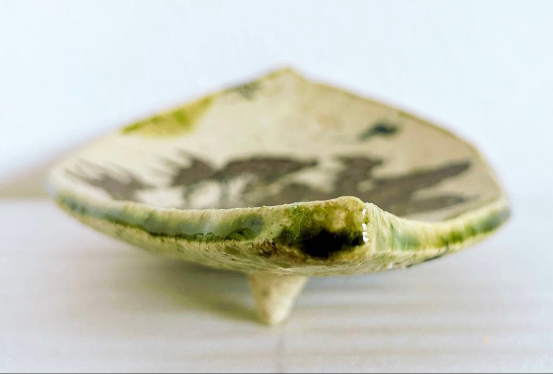 池田省吾 織部蝦蟇木の葉皿 織部 食器 飾り皿 皿 ぐい呑 新品未使用 本物