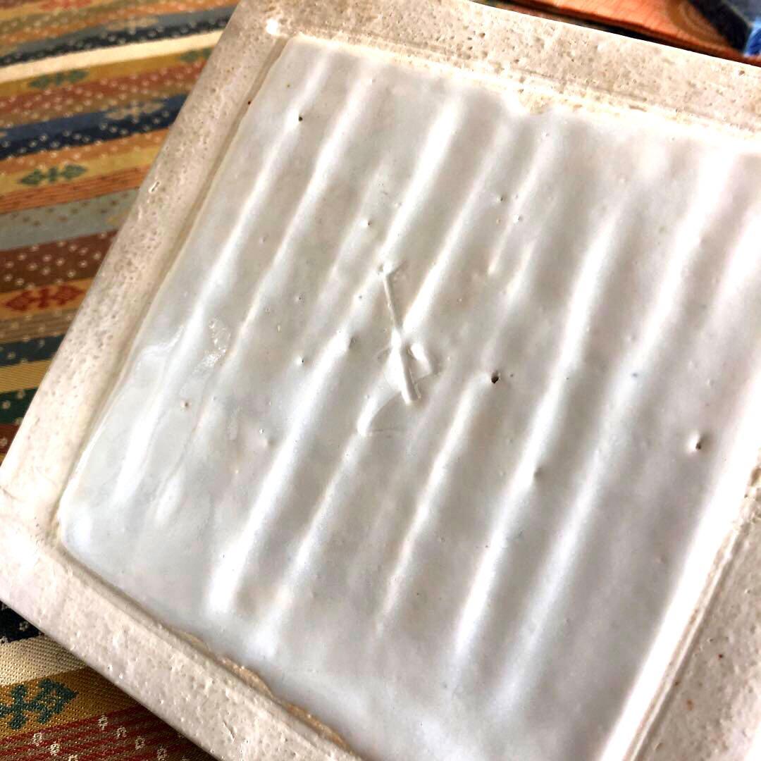 値下げ】 水差 染付 河本五郎 染付四方水差 茶道具 瀬戸 河本礫