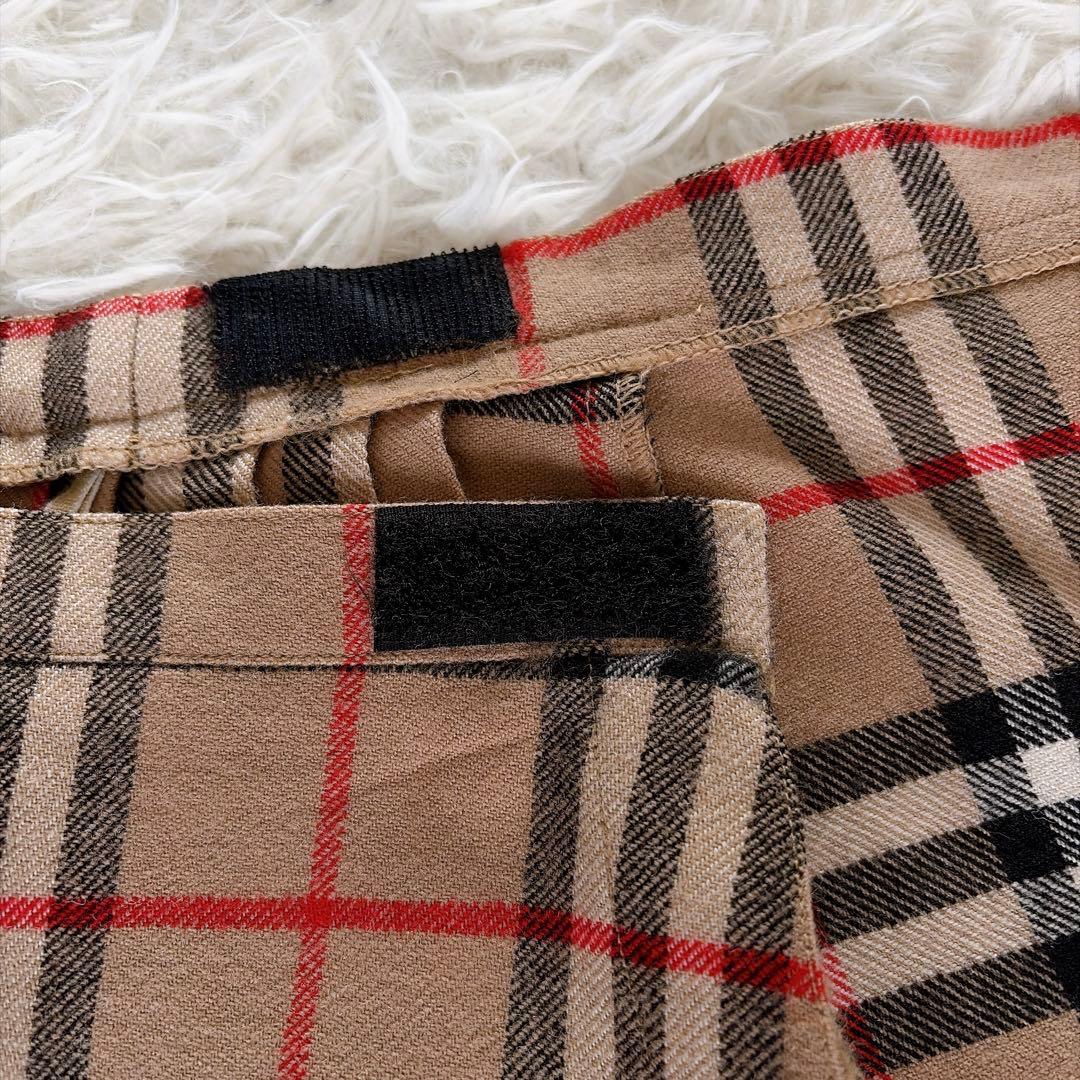 美品✨【バーバリーズ】ウール100%巻きプリーツスカート ノバチェック ベージュ