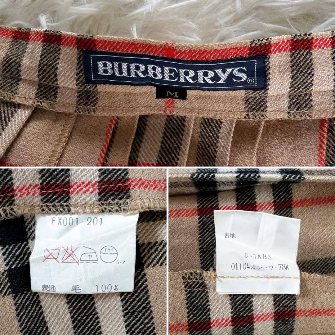 美品✨【バーバリーズ】ウール100%巻きプリーツスカート ノバチェック ベージュ