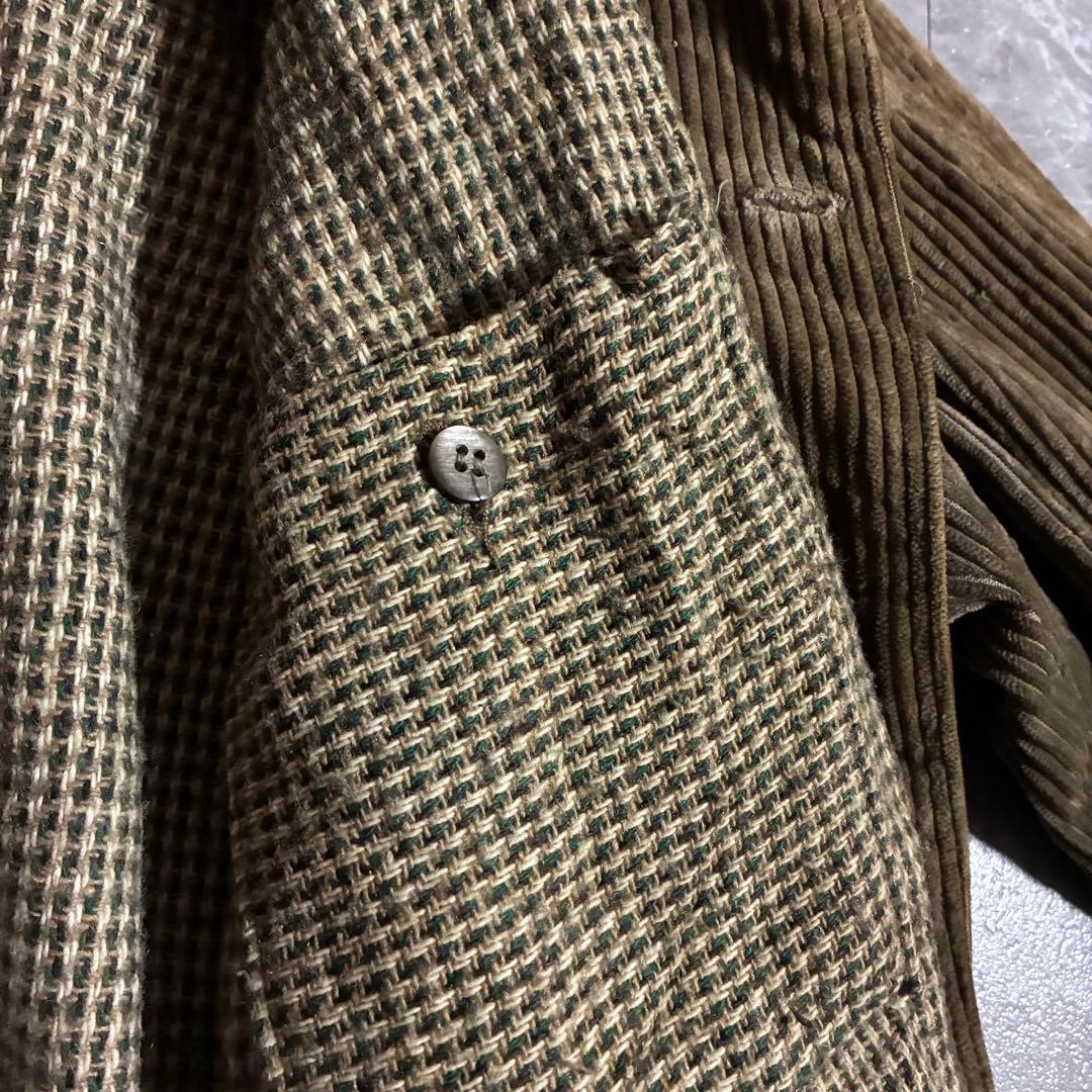 【希少】70sフランス製ヴィンテージコーデュロイジャケット渋カジ古着 樹脂ボタン