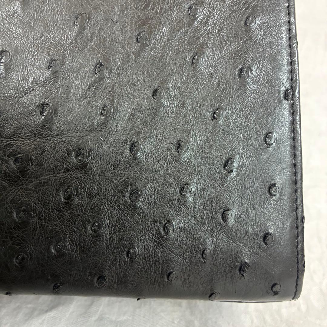 高級【RODANIA】オーストリッチ ハンドバッグ ブラック 本革