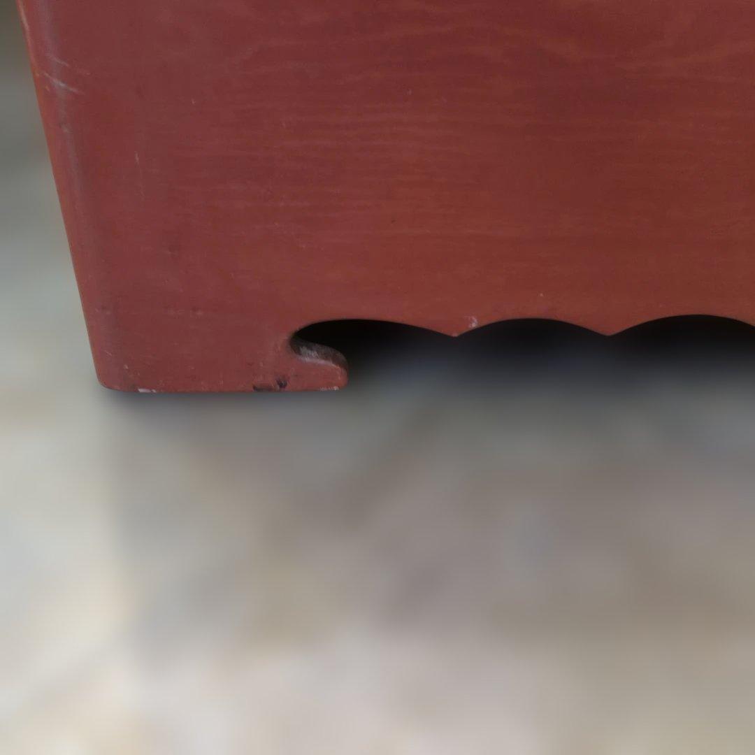 骨董 長火鉢 朱漆 木製 内側銅器 灰 火箸付き テーブル