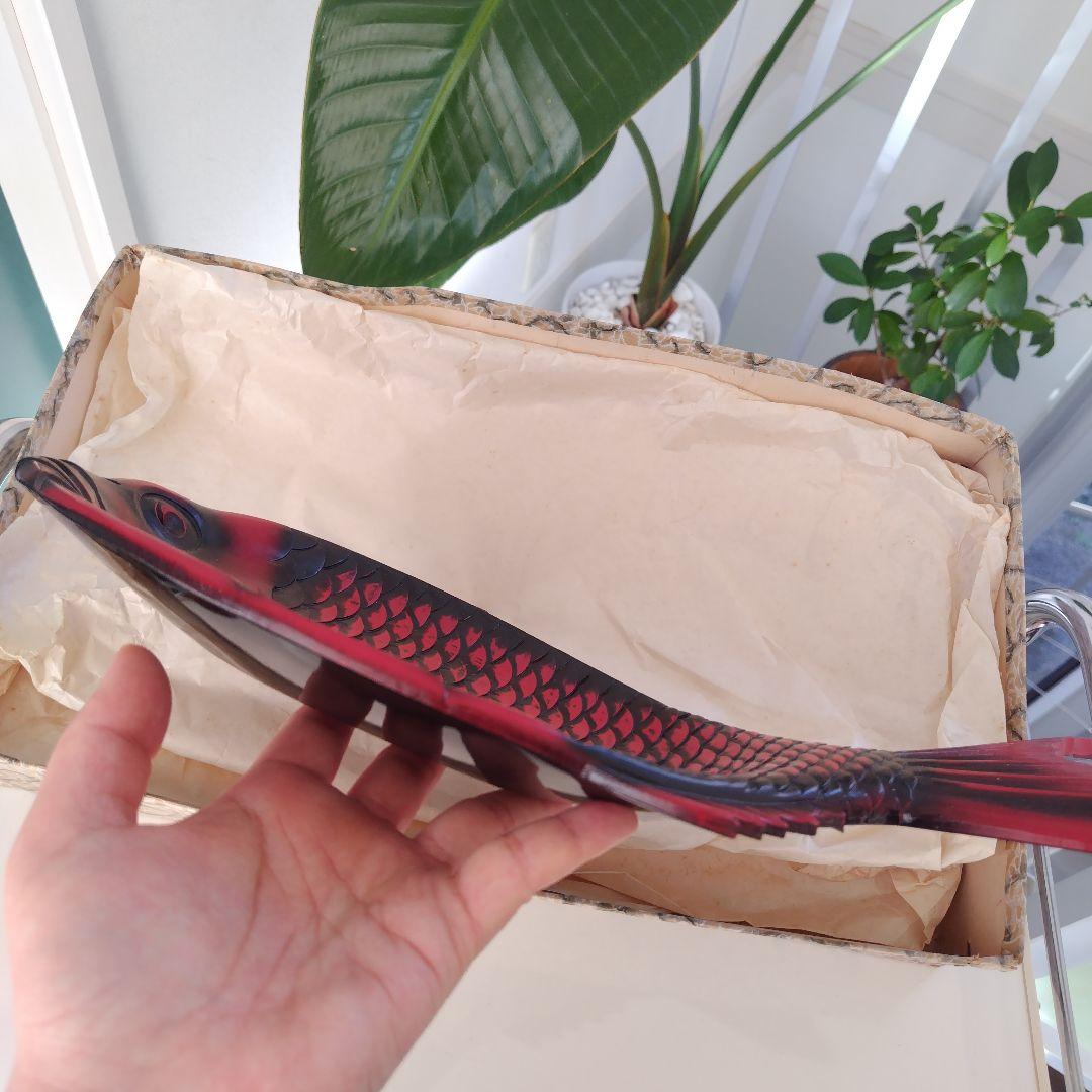 骨董品希少！美品アンティーク鯛 彫刻 菓子器 漆器 レトロ 縁起物