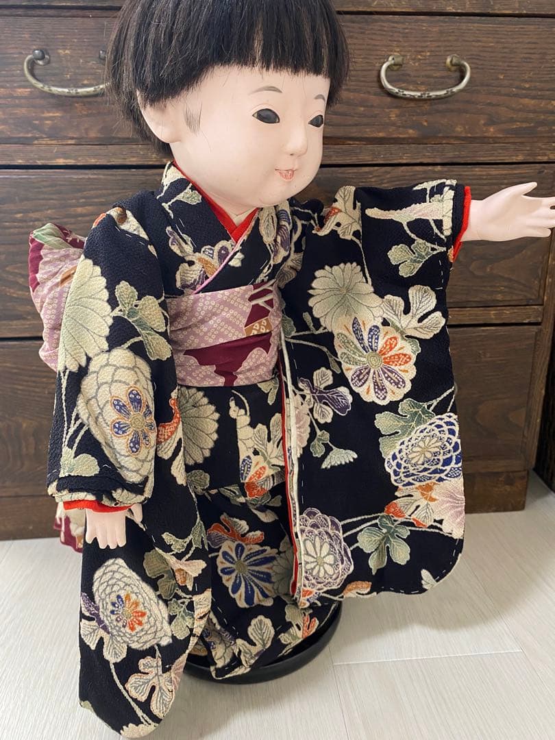 市松人形 松龍斎 太田徳久 15号 52cm 木製スタンド付き