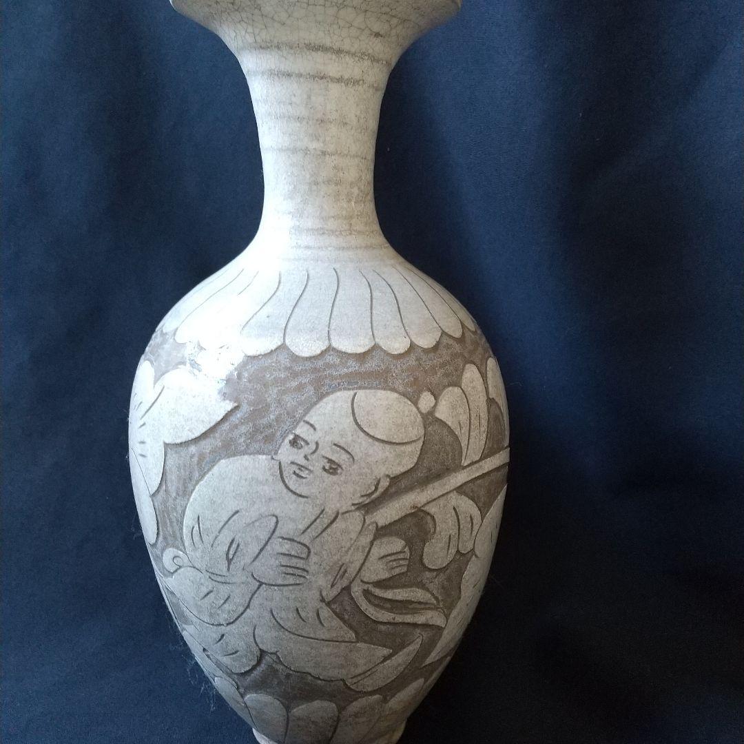 中国 北宋 磁州窯 甁 美術館級 骨董 茶道具