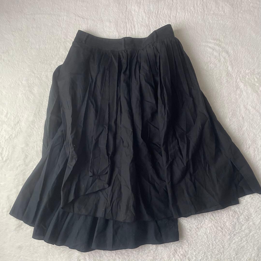 【希少】キャピタル ティアード プリーツ アシンメトリー リネン混 スカート 黒