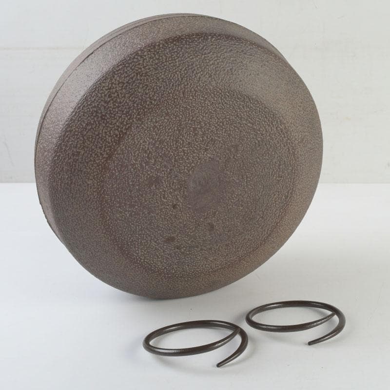 茶道具 釜師 菊池政光作 筋入平丸釜 共箱 V 9293A