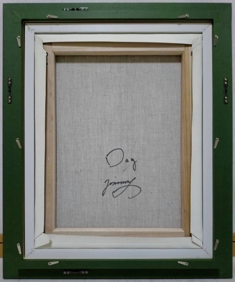 【F6号】ジミー大西【Dog】手描き/表裏サイン有り/油彩/アクリル/絵画/額縁