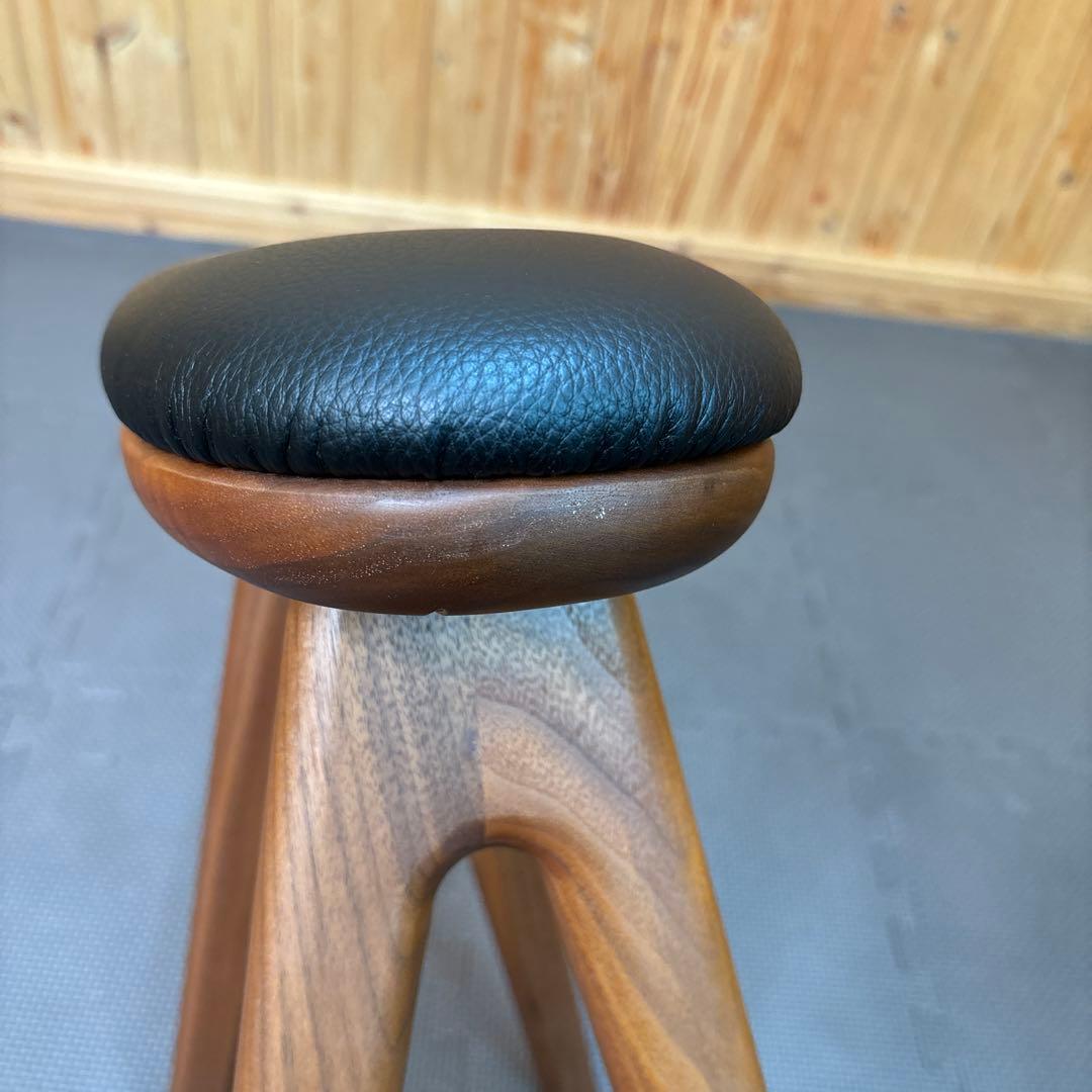 ナガノインテリア スツール ウォールナット×天然皮革