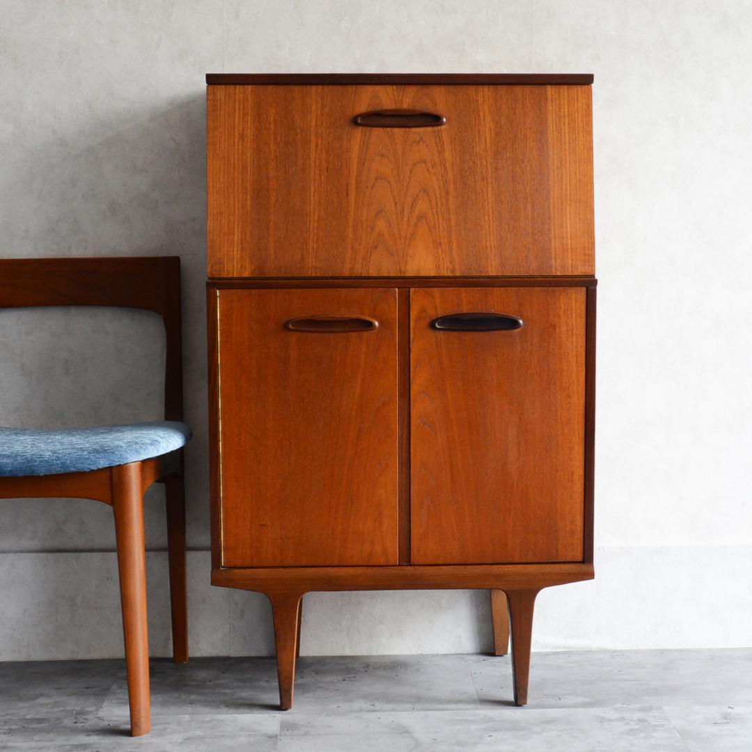 イギリス ビンテージ チーク材 ライティングビューロー W76.5cm/北欧