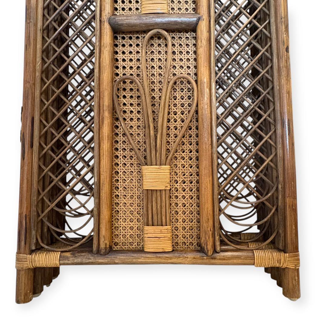 ラタン パーテーション 籐家具 衝立 4連 昭和レトロ アンティーク 高さ137