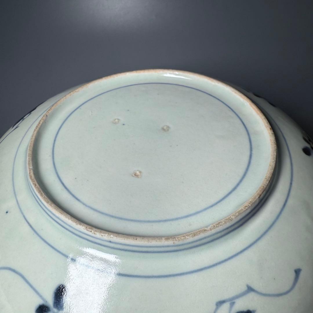 元禄伊万里 色絵花鳥図七寸皿 建築物 金蘭手 赤絵 裏椿文 状態◎ 蒐集