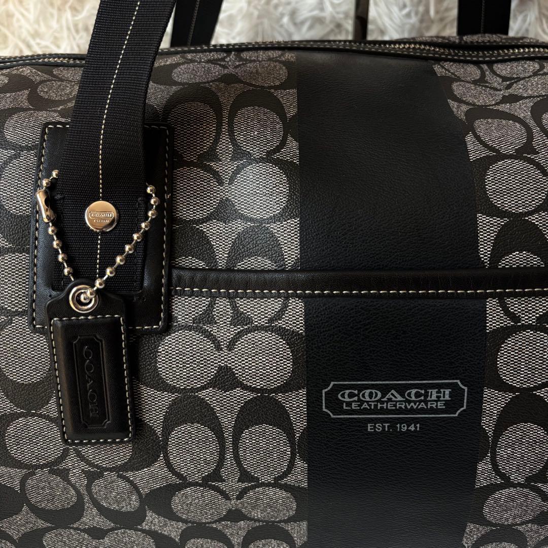 ✨極美品✨コーチ ボストンバッグ シグネチャー 2way レザー×PVC 大容量