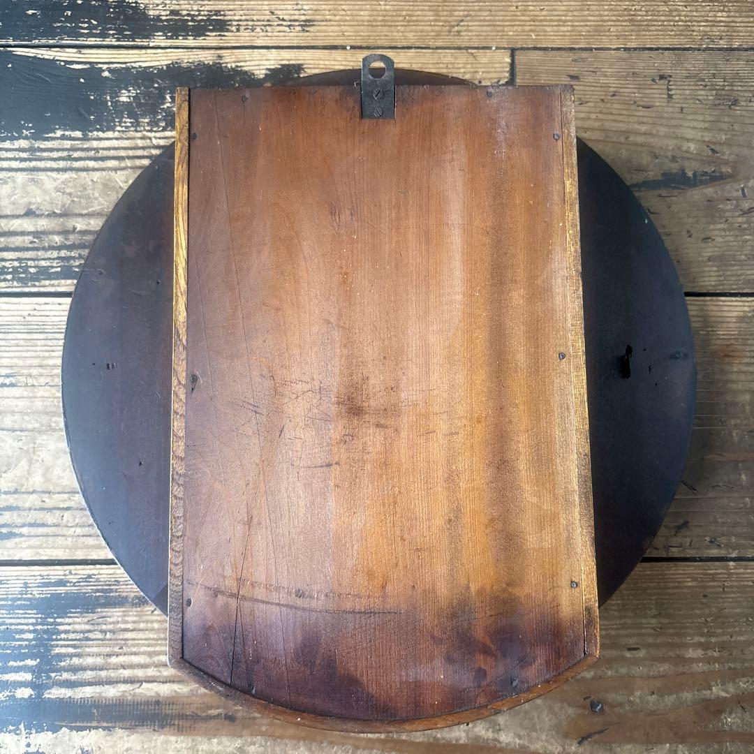 大正頃の吉田時計の木製丸時計 アンティーク時計 電池式