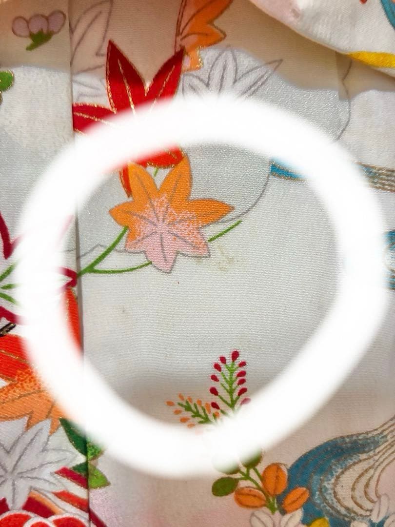 7歳　七五三用 白地に華やかな古典柄着物セット